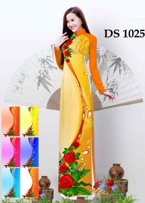 Vải áo dài truyền thống in 3D in 3D mã số DS-1025