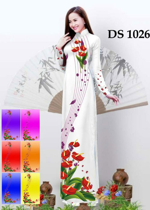 Vải áo dài truyền thống in 3D in 3D mã số DS-1026