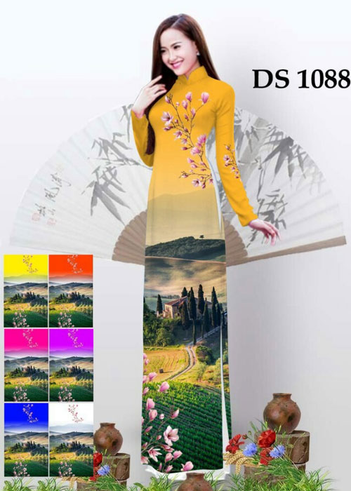 Vải áo dài truyền thống in 3D in 3D mã số DS-1088
