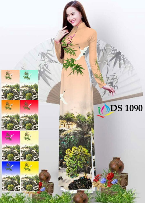 Vải áo dài truyền thống in 3D in 3D mã số DS-1090