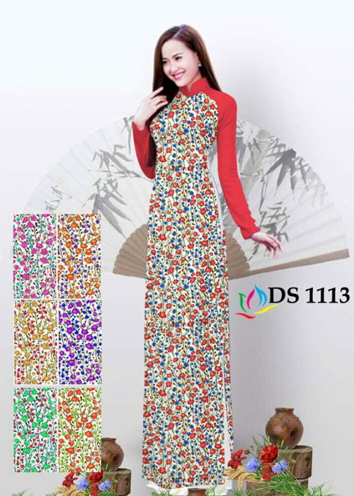 Vải áo dài truyền thống in 3D in 3D mã số DS-1113