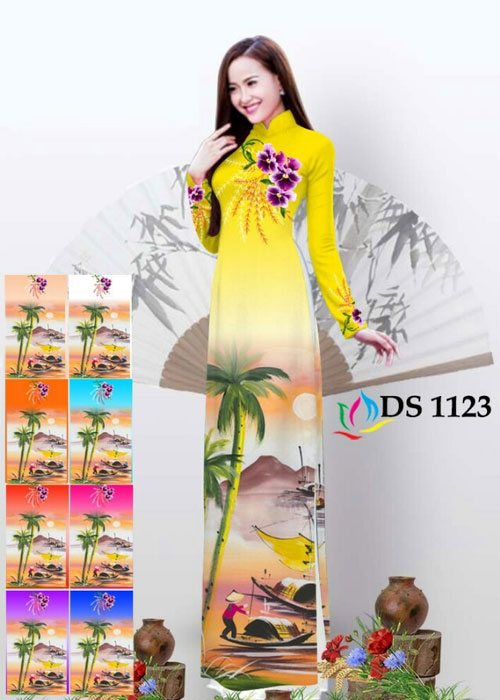 Vải áo dài truyền thống in 3D in 3D mã số DS-1123