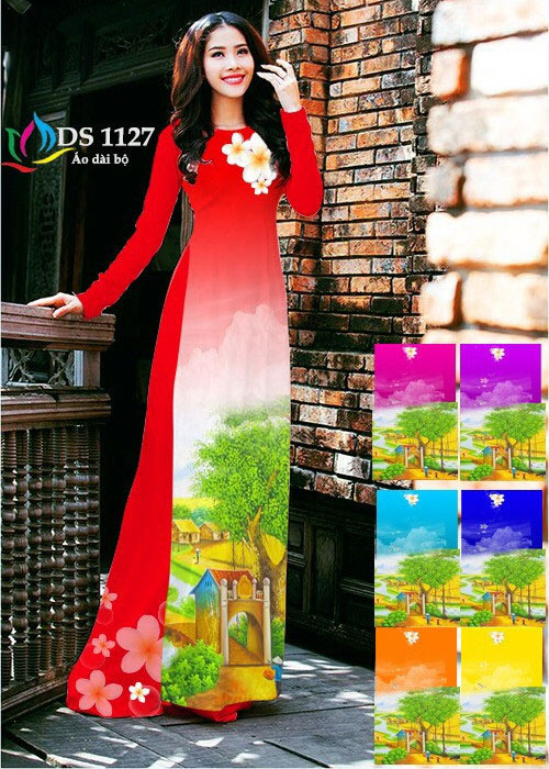 Vải áo dài truyền thống in 3D in 3D mã số DS-1127