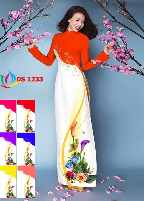 Vải áo dài truyền thống in 3D in 3D mã số DS-1233