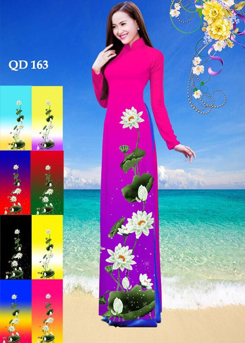 Vải áo dài truyền thống in 3D in 3D mã số QD-163